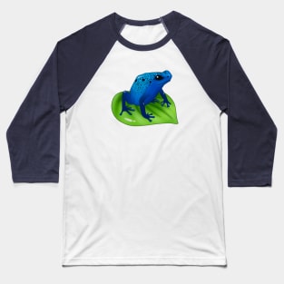 Blue Poison Dart Frog on a Leaf Baseball T-Shirt
